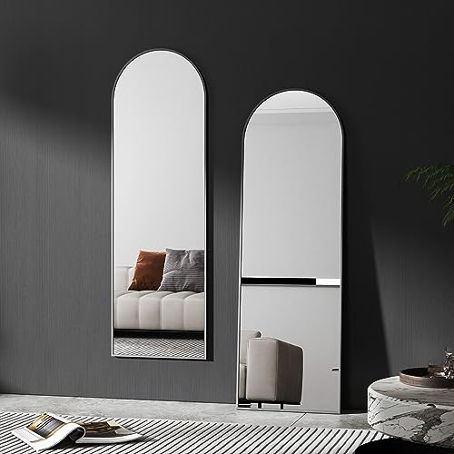 BD-Baode Schwarz Ganzkörperspiegel 150x50cm Standspiegel mit Haken HD Ganzkörperspiegel mit Metallrahmen Türspiegel Hängespiegel Spiegel für Garderobe Schlafzimmer Wohnzimmer