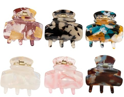 6 Stück Anti-Rutsch Acryl Haarklammern, Mini-Haarspangen in Leoparden-Design, Niedliche Haar-Accessoires für Damen und Mädchen (Mehrfarbig)