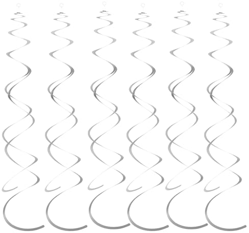 36 Pezzi Decorazioni per Feste a Spirale da Appendere Stelle Filanti in Plastica Decorazione a Spirale per Soffitto per Compleanno Matrimonio Anniversario Decorazione Natalizia (Argento)