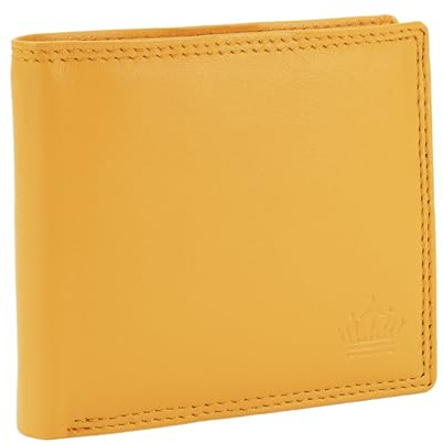 Manza Geldbeutel Herren Geldbörse Rindleder Börse Echtes Leder Portemonnaie RFID Schutz Querformat (Gelb)