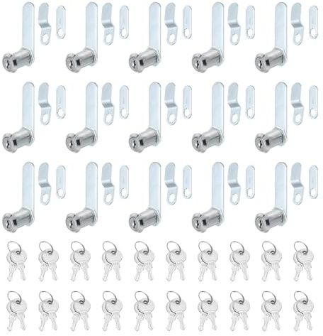 PATIKIL 1-1/8 Inch Cabinet Locks with Keys, 20 Pack Zinc Alloy Cam Lock Cylinder RV Lock Set Key Different for Cabinet RV Drawer Storage Door Tool Box, Silver