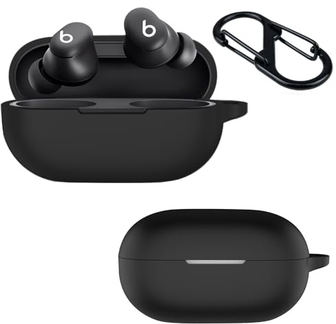 Heioloo Cover per Apple Airpods 4, LED anteriore Visibile,Moschettone Portachiavi,Custodia Protettiva in Silicone Compatibile con Apple Airpods 4 (Nero)