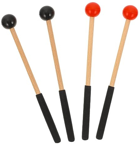 HEMOTON 2 Pares de Baquetas de Marimba de Madera Goma, Superficie Suave y Segura para Práctica de Instrumentos de Percusión y Escenarios Musicales