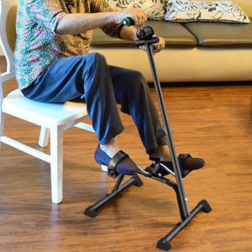CUSROS Ältere Übung Fahrrad, Pedal Heimtrainer Fahrrad, Hand Arm Bein Knie Fahrrad Peddler Maschine, höhenverstellbare Fitnessgeräte für Senioren Ganzkörper-Training Radtrainer Schwarz