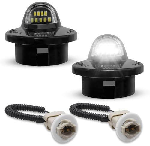 LESAUCE LED License Plate Light with Socket Wiring Harness Plugs Tag Lights for Ford Trucks (1999-2016) – Direct Fit F150, F250, Super Duty, Bronco, Ranger – 6500K White, Plug & Play, Waterproof
