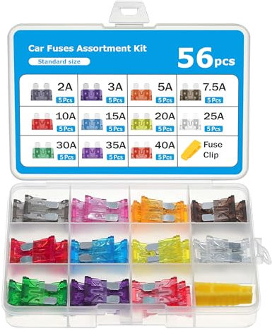 Flaconi 56PCS Fusibili Auto Mini Kit,Standard Fusibili Automotive Fuse,2A 3A 5A 7.5A 10A 15A 20A 25A 30A 35A 40A fusibili Auto Standard,Adatto per Camion,SUV, Moto