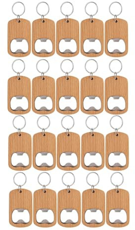 Okeeyseda 20 Piezas de Abridor de Madera, Llaveros de Madera, Abridores de en, Llaveros de Grabado de Madera, Etiquetas para Llaves para Manualidades de Bricolaje