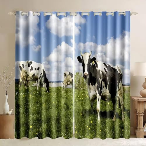 SJSXWQN Cortinas Salon Dormitorio Vaca Lechera Cortinas Opacas con Ojales Cortinas Termicas Aislantes Frio y Calor para Decoracion Habitacion Cocina 2 Piezas B 140 x H 260 cm