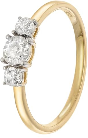 GLIZZ Damen Diamantring Gold 333/8K eleganter Gold-Ring für Frauen, edler Diamantring Damenring GL8702-58 Ringgröße 58/18,5