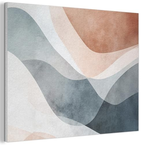 MuchoWow© Bild aus Filz Schlafzimmer Bilder Badezimmer Wand Deko Wohnzimmer | 100x70 cm - Modern Wanddeko Bilderwand Geschenk Abstrakt - Wellen - Blau