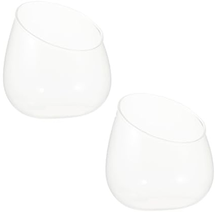 TOYANDONA 2pcs Clear Glass Terrarium Display Vases for Succulents Mouth Eco Plant Pots Decorative Flower Holders for Home Bedroom Store Accent