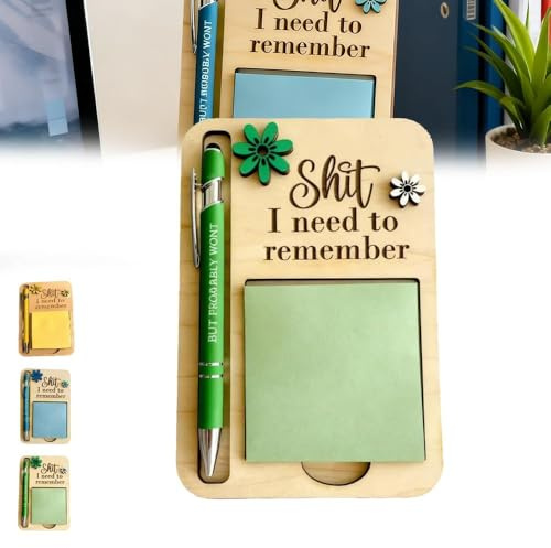 The I Need to Remember Sticky anteckningshållare, dispenser för postit-anteckning, kontorsskrivbord, tillbehör, den perfekta skämtgåvan för de flesta glömliga människor (grön)