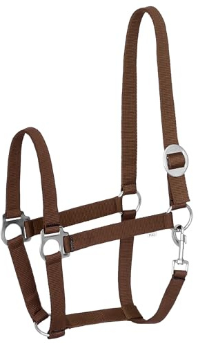 Start Economic Halfter für Pferde – Verstellbares Nylon-Stallhalfter mit Karabiner – Robust & Komfortabel – Weiches, schmutzabweisendes Material (Braun, Full (Warmblut))