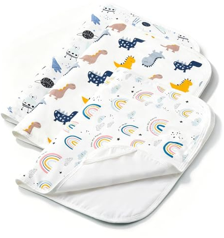 3 Stück Baby Wickelunterlage 70x50 CM, 3 Lagen Wiederverwendbare Baby Unterlage Wasserdicht, EVA Unterlage Changing Mat Pad, Wickelauflage Waschbar Atmungsaktiv, Wickelauflagen für Kleinkinder