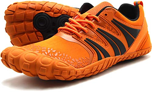Oranginer Men's Barefoot Running Shoes Minimalist Big Toe Box Zero Drop Shoes for Men Orange Size 11