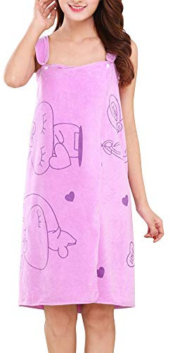 EBILUN Mujeres Albornoz Toalla de Baño Abrigo Suave Usable Absorbente de Agua Toalla de Baño Falda para Sauna SPA Ducha Luz Púrpura
