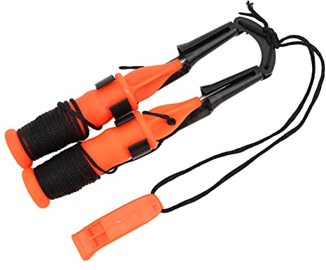 Eispickel, 2Pcs Winter Eispickel Eisfischen Sicherheitspicks Notfallausrüstung für Eisfischen mit Notfallpfeife Angelgerät Werkzeug(Schwarzes Seil) Angelwerkzeug