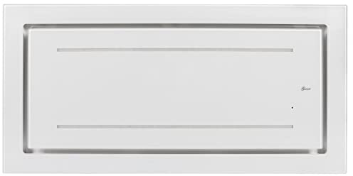 GURARI Hotte de plafond 90 cm GCH C 341 WH 90 Prime + 2 filtres à charbon | Hotte aspirante encastrable en verre blanc avec télécommande | Aspiration 1000 m³ | Bande LED | Minuterie | Hotte aspirante