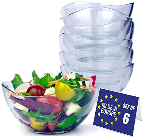 LAV Cuencos para Postres Cristal, Set 6, 310ml SIN PLOMO Cuencos de Vidrio, Cuencos de Helado, Tazones para Salsas, Ensaladera de Vidrio, Tazas para Postres, Bol Natillas
