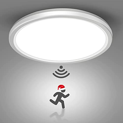 Wholede Plafoniera LED Soffitto con Sensore di Movimento, 18W 5000K Lampadario LED Soffitto con Sensore Radar, Lampada da soffitto per Bagno, Garage, Corridoi, Scale, Balcone Ø23CM