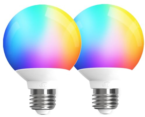 iLC Lampadine Alexa E27, G80 6W LED Lampadina Smart, Compatibile con Alexa (sono necessari i dispositivi Echo), 2700K Luce Bianca Calda + Multicolore (2 pezzi)