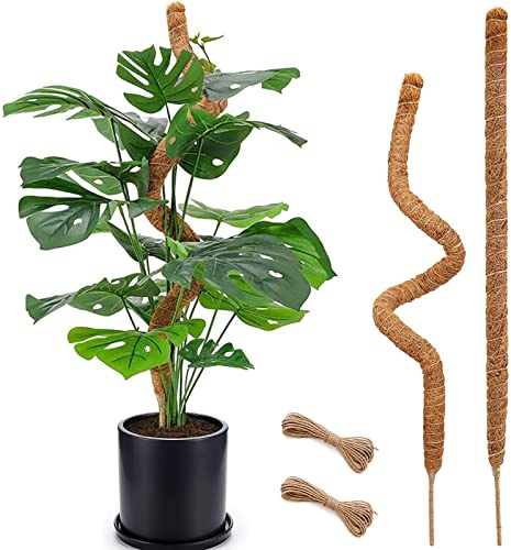 2 Pack Moss Pole, 28 Inch Bendable Moss Pole for Plants Monstera, Moss Poles for Climbing Plants Indoor, Coir Plant Pole Sticks Support Stakes for Potted Plants, Pothos, Philodendron