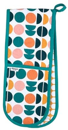 Retro Spot Recycled Cotton Double Oven Gloves - Teal