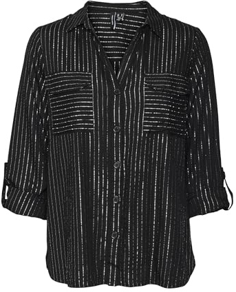 VMBUMPY LS skjorta Lurex WVN GA NOOS, Svart/ränder: silver Lurex, S