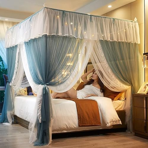 itonc Bett Vorhang Bett Baldachin Luxus Palace Bett Baldachin Mit Ständer, 1.5/1.8/2M Boden-Zu-Decke-Bett-Vorhang, Blackout Staubdicht Net (Farbe : A6, Größe : 200X220X200Cm)