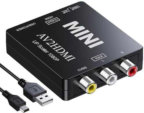DigitPro Convertitore da RCA a HDMI, Adattatore da AV a HDMI, 1080p mini RCA AV Composito Video Audio aHDMI Adattatore Convertitore Supporta PAL/NTSC per Lettori DVD TV/Wii/PC/PS