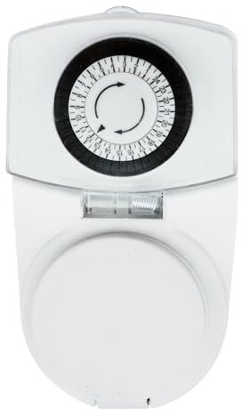 Minuterie mécanique de 24 Heures, Prise, Couleur Blanche, idéale pour Programmer l'allumage et l'arrêt des appareils électriques.