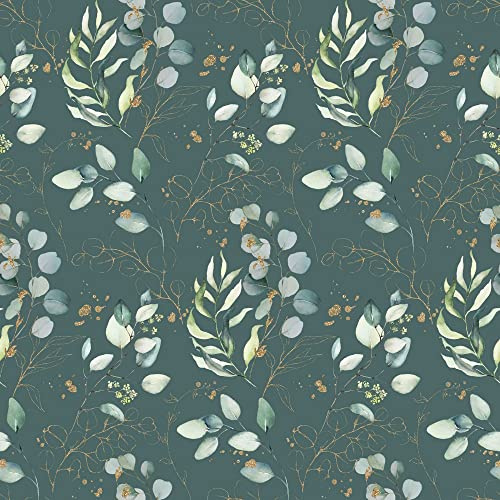 150x140cm Eukalyptus Stoff aus Baumwolle in tannengrün - grün grau gold mint – Stoffe für Weihnachten zum Nähen – Weihnachtsstoffe Baumwollstoff – keine Meterware