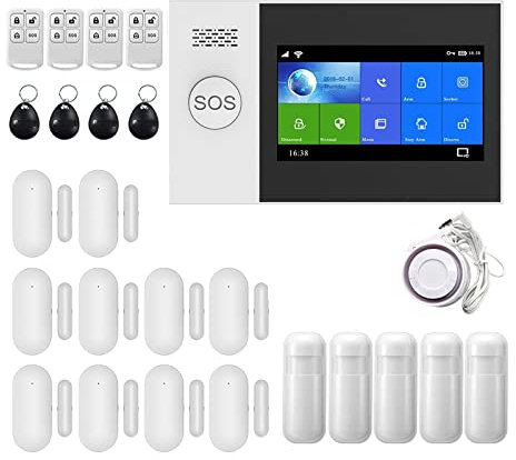 OUTFYT de Alarma de Seguridad for el hogar inalámbrico gsm Detector de Humo Alarma antirrobo con Sensor de Movimiento for Tuya SmartLife App Alarma de hogar,FáCil ConfiguracióN Y Uso(Medium)