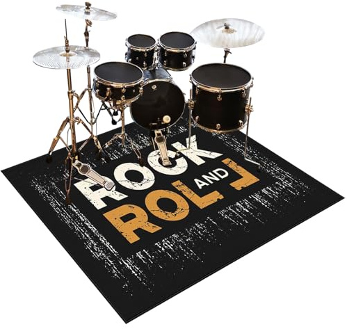 Schalldicht Drum Teppich Schlagzeugteppich rutschfest Schallschutz Teppichmatte Elektronisch Schlagzeug Teppich Elektronisches Jazz Schlagzeug Kit für Bass Snare Drum Schallschutzdecke 140 x 120 cm
