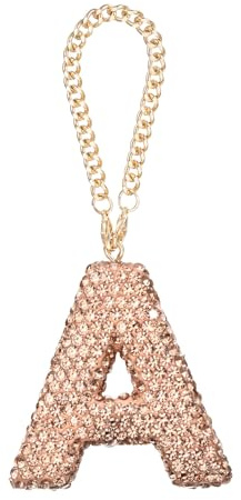 QUARKZMAN Llavero de Letra,con Diamantes de Imitación, Letra A para Decoración Interior de Espejo Retrovisor de Coche, Adorno de Cristal Colgante para Mujeres Bolsos, Champagne