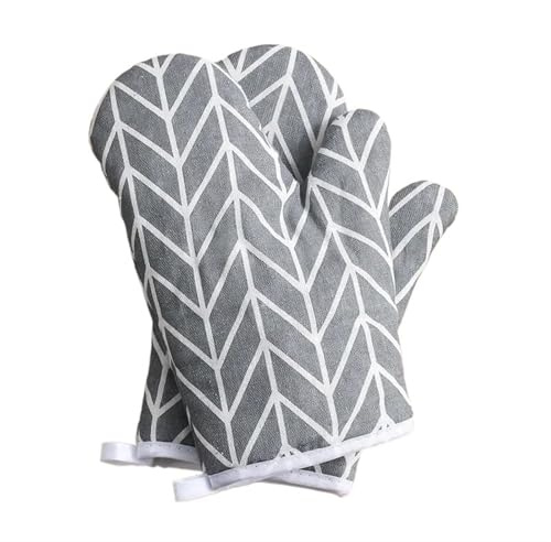 QAUUCP Oven Gloves 2 Pcs Insulated Kitchen Gloves, Heat-Resistant Microwave Gloves, Heat-Resistant Thickened Grid Oven Gloves for Your Kitchen(Gray)