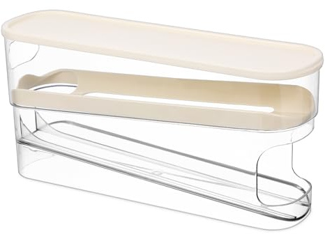 VALICLUD Double Deck Plastic Egg Container Space-Saving with Roller Dispenser for Efficient Refrigerator Organisation Egg Fridge Bin Organiser for Kitchen Storage
