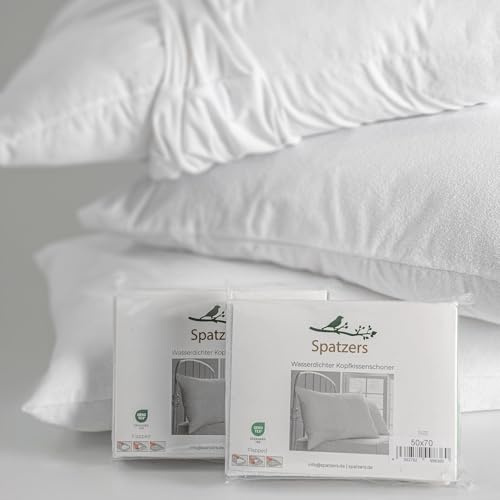 Spatzers 2er Set wasserdichte Baumwolle Kissenbezug, Atmungsaktiv, Anti-Milben, Kissenhülle Flapped, Oeko-Tex 100 Zertifiziert, Weiß 40x80 cm (40 x 80)