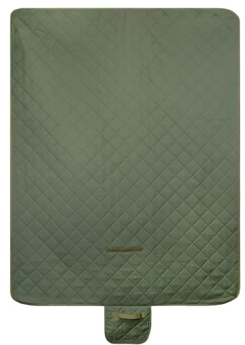Brandsseller Manta de pícnic para exteriores, 140 x 180 cm, impermeable y resistente a la suciedad, con acolchado de espuma y diseño en relieve a cuadros, ideal para camping y parque, color verde