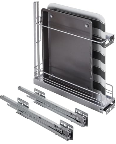 SOTECH Elément coulissant pour plaques de four et plateaux CLASSIC de 15 cm, à droite, gris argenté Elément coulissant pour élément bas Elément coulissant à sortie totale pour cuisine