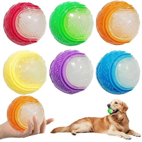 SupaWeiss 6PCS Indestructible Dog Ball,Squeaky Dog Ball,Balls for Dogs,Dog Balls for Large,Medium,and Small Dogs (Luminous)