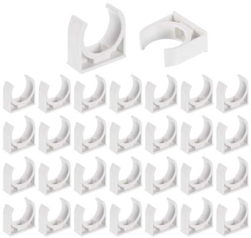 TA-VIGOR 25mm PVC Water Pipe Clamps Clips, 32pcs U-Shaped Tubing Hose Buckles for 25mm OD Tubing, TV Trays Hose Hanger Support Pex Tubing Hose Clamps Universal Single Pipe Clip