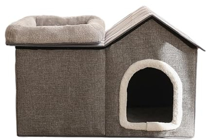 Fonowx Caseta Plegable Multifuncional para Gatos, Cama para Gatos Y Perros, Refugio Tipo Sofá con Cojín Extraíble, Comodidad Durante Todo El año, Lavable, Ap, Gris