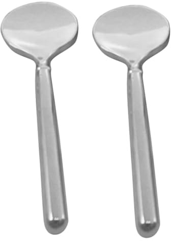 TOPBATHY Spatules Cosmétiques En Zinc Allié 2 Pièces 7 Cm Mini Cuillère Pour Crème Contour Des Yeux Légère Et Compacte Pour Soins Du Visage Voyage Sticks De Crème Yeux