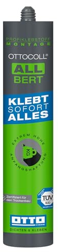 12 x OTTO-COLL ALLBERT 1K hybridlim grått 290 ml – universellt monteringslim för trä, metall, glas, spegel, betong, kakel, gips – elastiskt högpresterande lim
