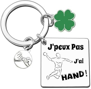 VZIUYTRE Porte-clés Handball Homme Garçon Cadeau Joueur de Hand Personnalisé Acier Inoxydable Idées Cadeaux Créatifs - J'peux pas j'ai Hand