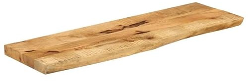Eleganz Mesa maciza de madera de mango rugosa con acabado natural, 110 x 40 x 2,5 cm, borde rústico para árbol, cocina, salón o jardín
