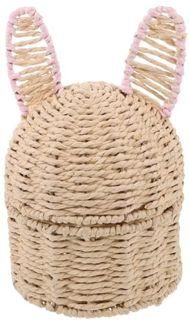 Gadpiparty Cestino con Orecchie di Coniglio Intrecciato: Cestino per Damigelle d'Onore da Sposa - Contenitore Decorativo per la casa con Coperchio - Vassoio per Pane e Cibo da Picnic per