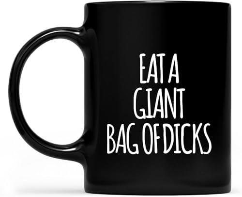 Tazza in ceramica nera con umorismo sarcastico da ufficio, mangia un sacco gigante di cazzi, regalo audace, tazze da caffè, novità, tazza da caffè, tazza da tè in ceramica con stampa su entrambi i lat