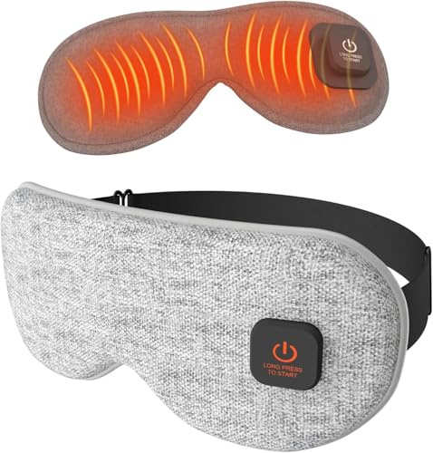 Carecomfi Cordless Heated Eye Masks for Dry Eyes|Eyes Fatigue|Warm Eye Compress and Improved Sleep,Buit-in 1000mAh Battery, 3-Speed Temperature,Detachable Cleaning,Replaceable Shell,Gift(Grey)